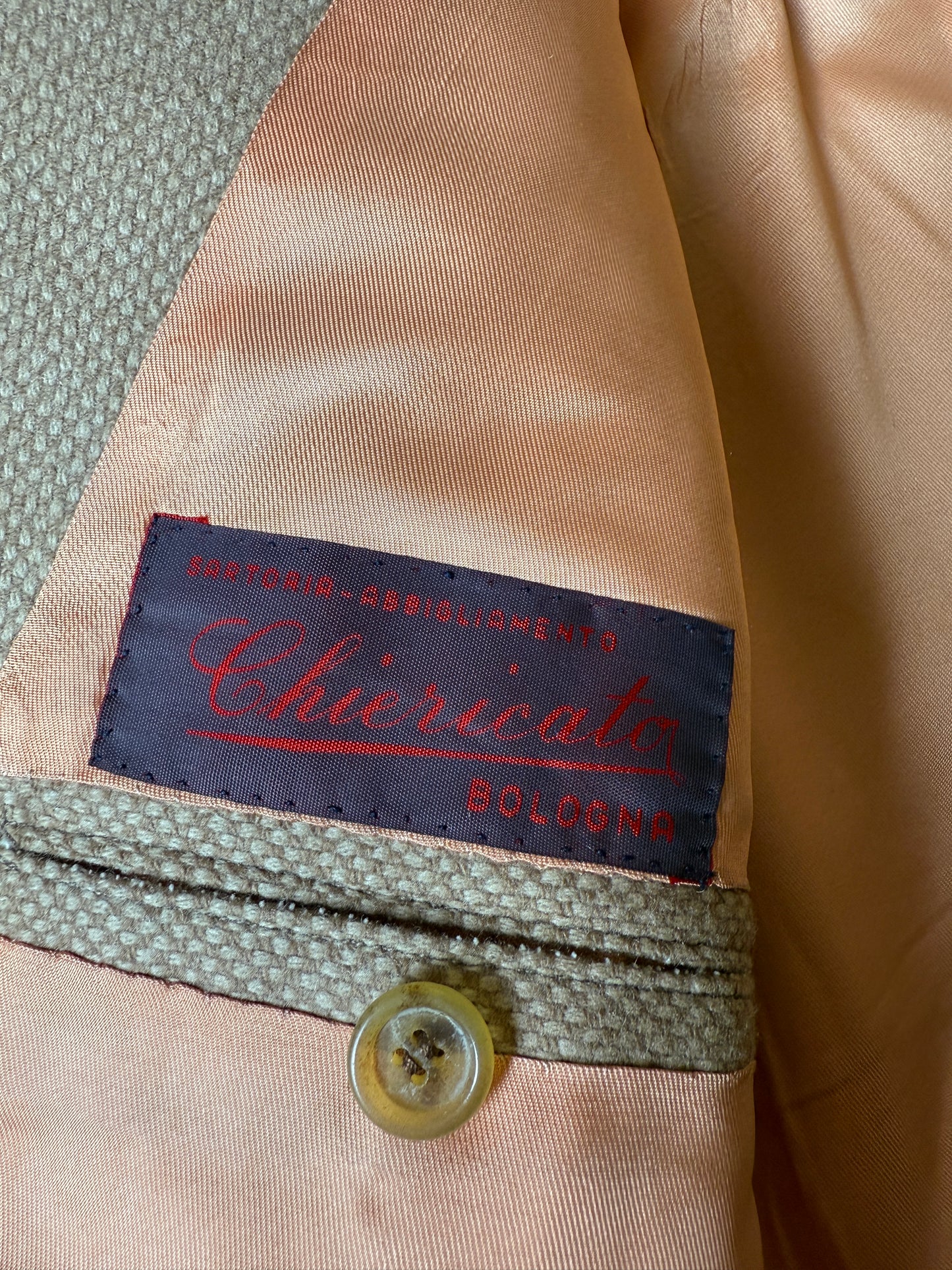 Giacca anni ‘60 sartoriale occhio di pernice color cammello - tg. 50/52