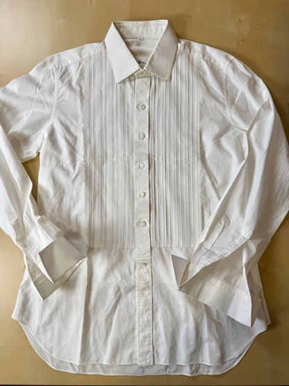 Camicia da smoking anni ‘70/‘80 con sparato plissettato - M collo 40