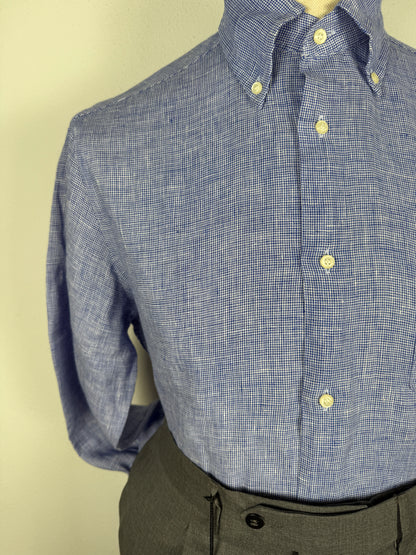 Camicia Boggi micro pied-de-poule puro lino - tg. M