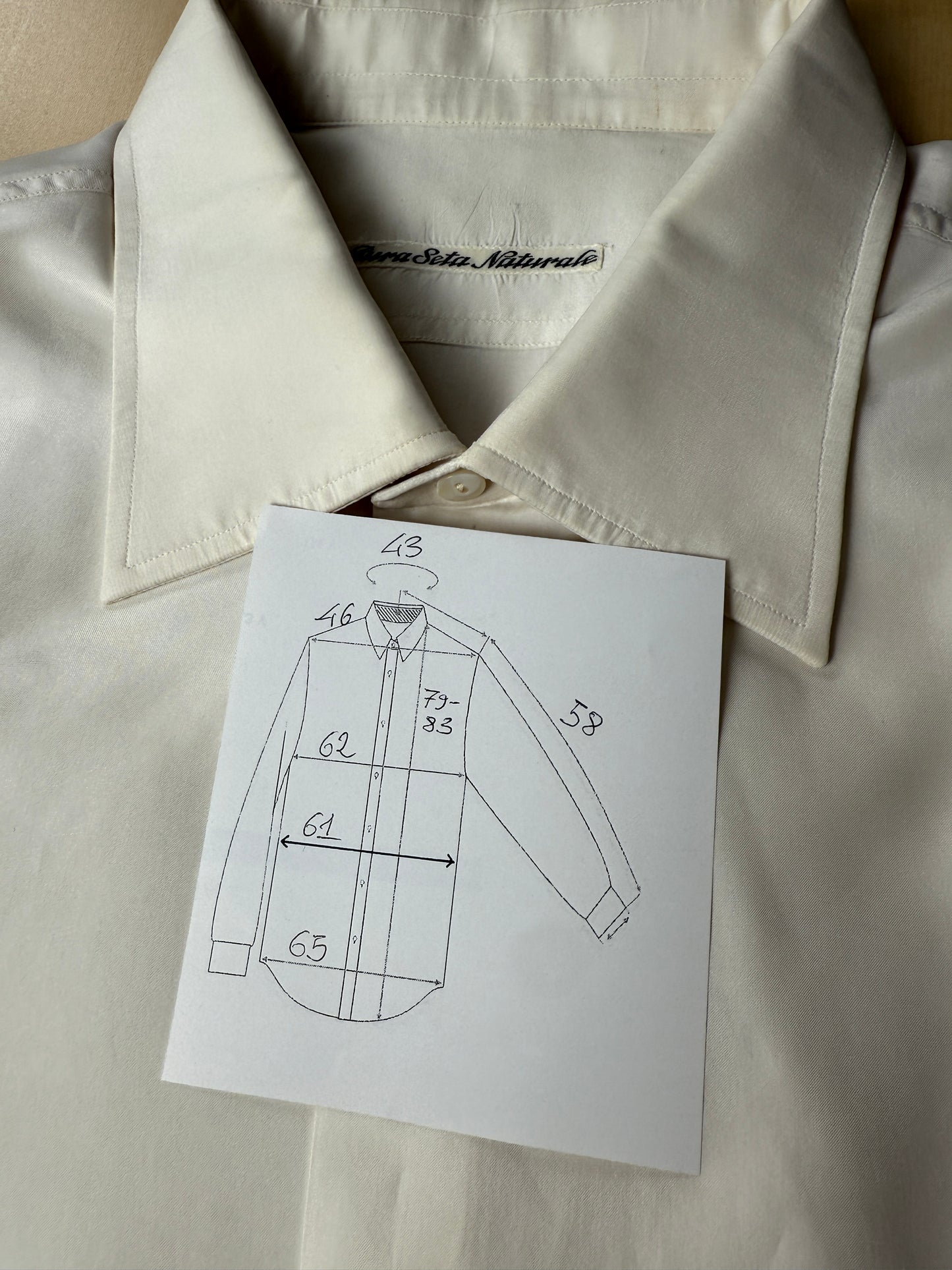 Camicia da smoking anni ‘70 in seta pura - collo 43 tg. L