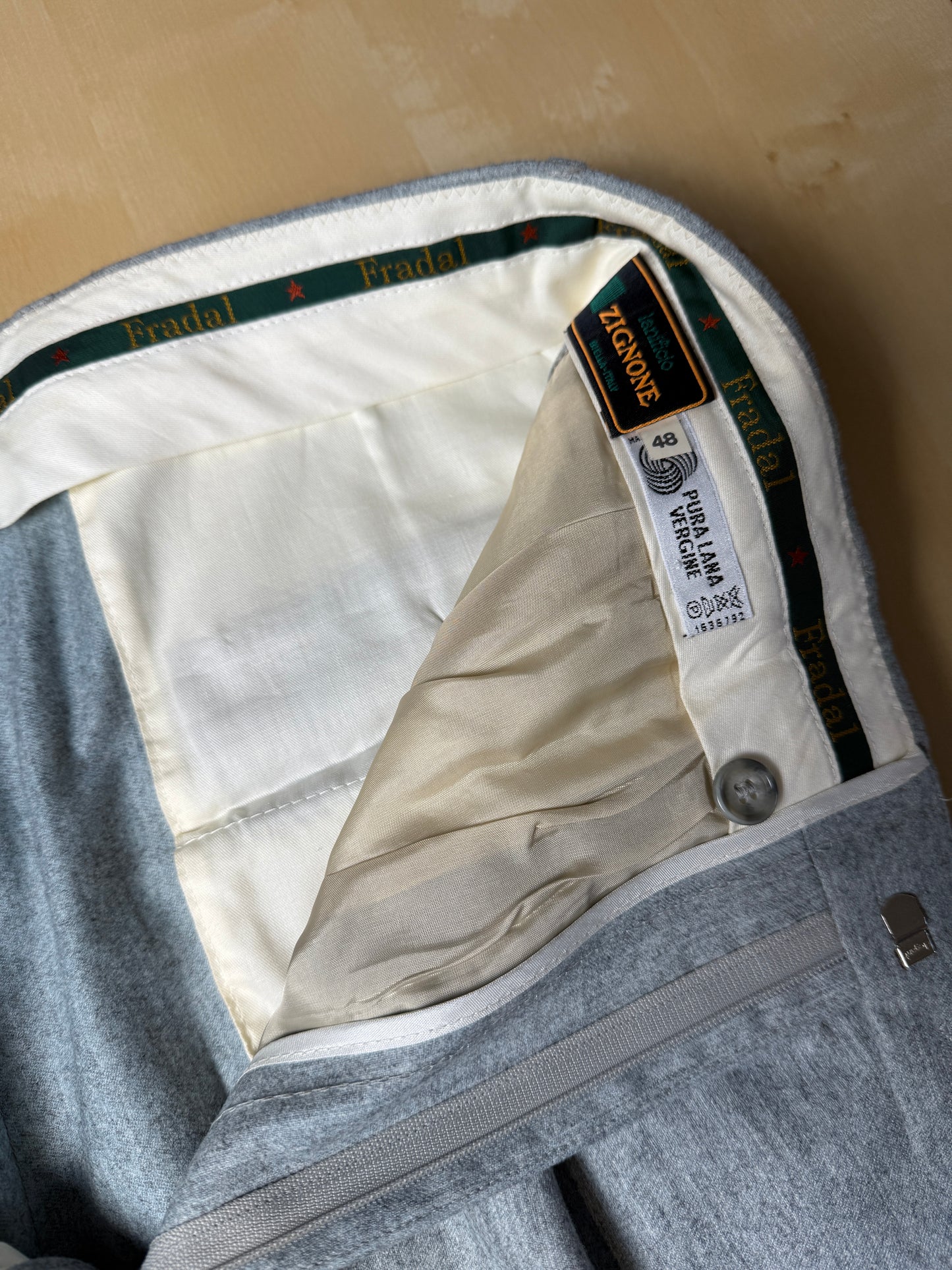 Pantaloni anni ‘80 flanella grigio chiaro (NOS) - tg. 48