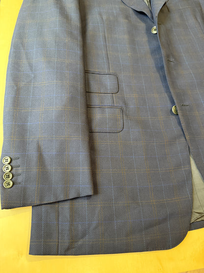 Giacca Pierre Cardin anni '90 in lana super twist blu a quadri - tg. 52/54