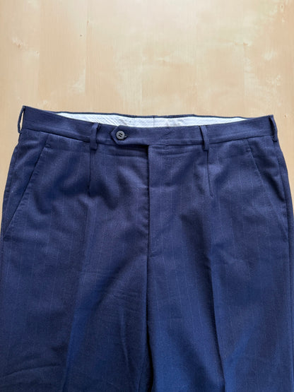 Completo Belvest doppiopetto anni ‘70 flanella blu gessato - tg. 50/52