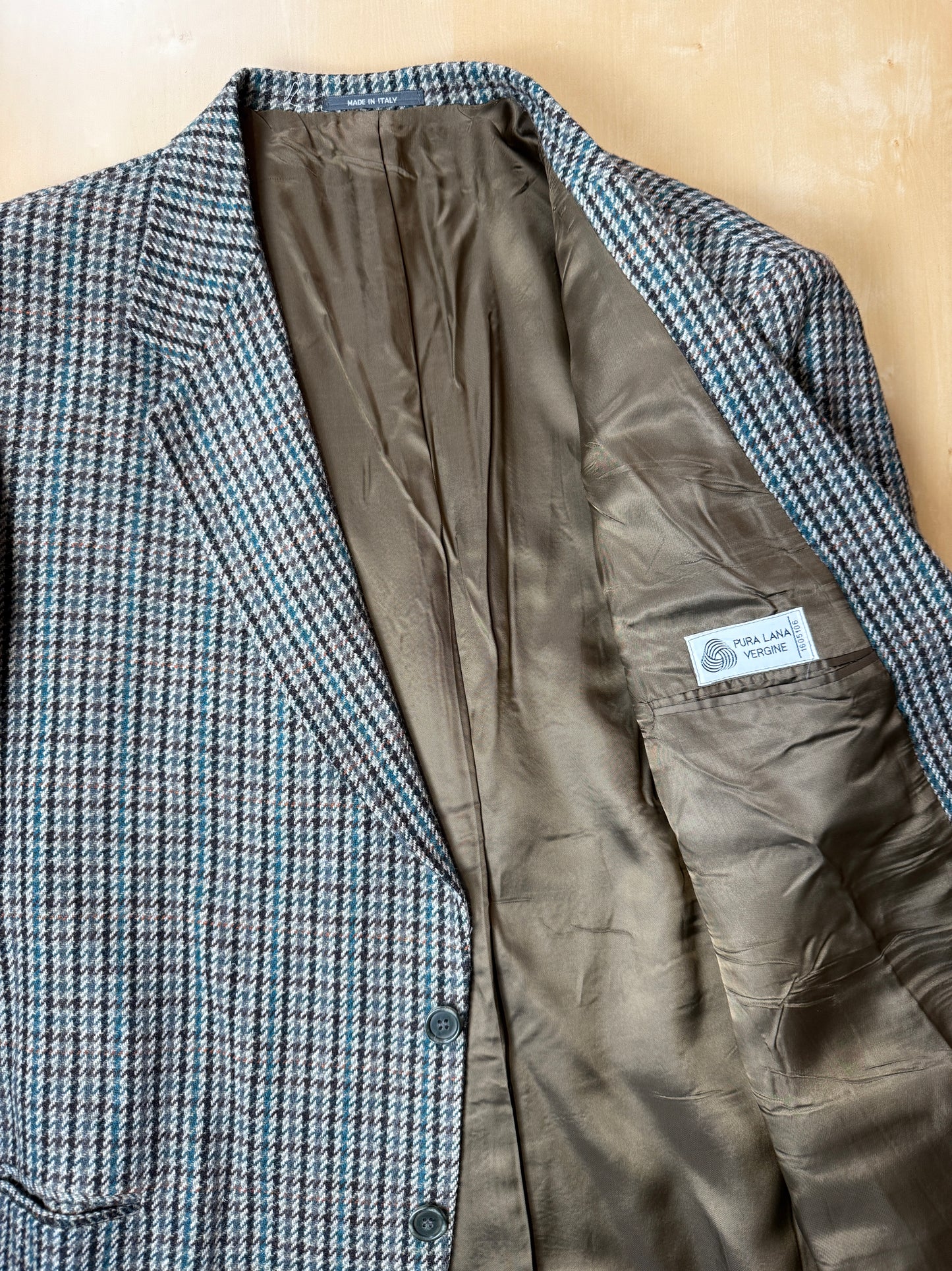 Giacca anni ‘80 pied-de-poule verde e grigio - tg. 60/62