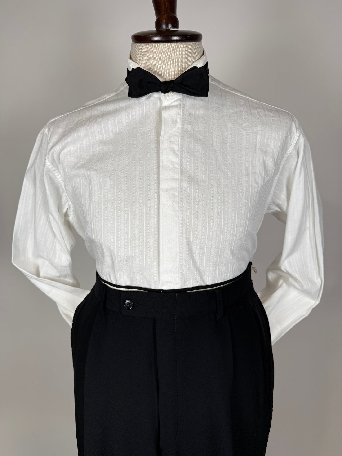 Camicia da sera cotone operato a righe collo diplomatico - M collo 40