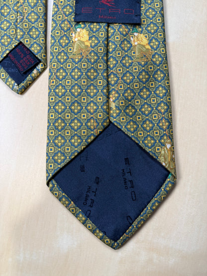 Cravatta Etro micro fantasia e pescatori