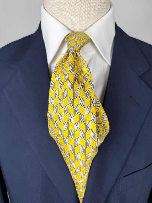 Cravatta Versace V2 fantasia geometrica giallo jacquard