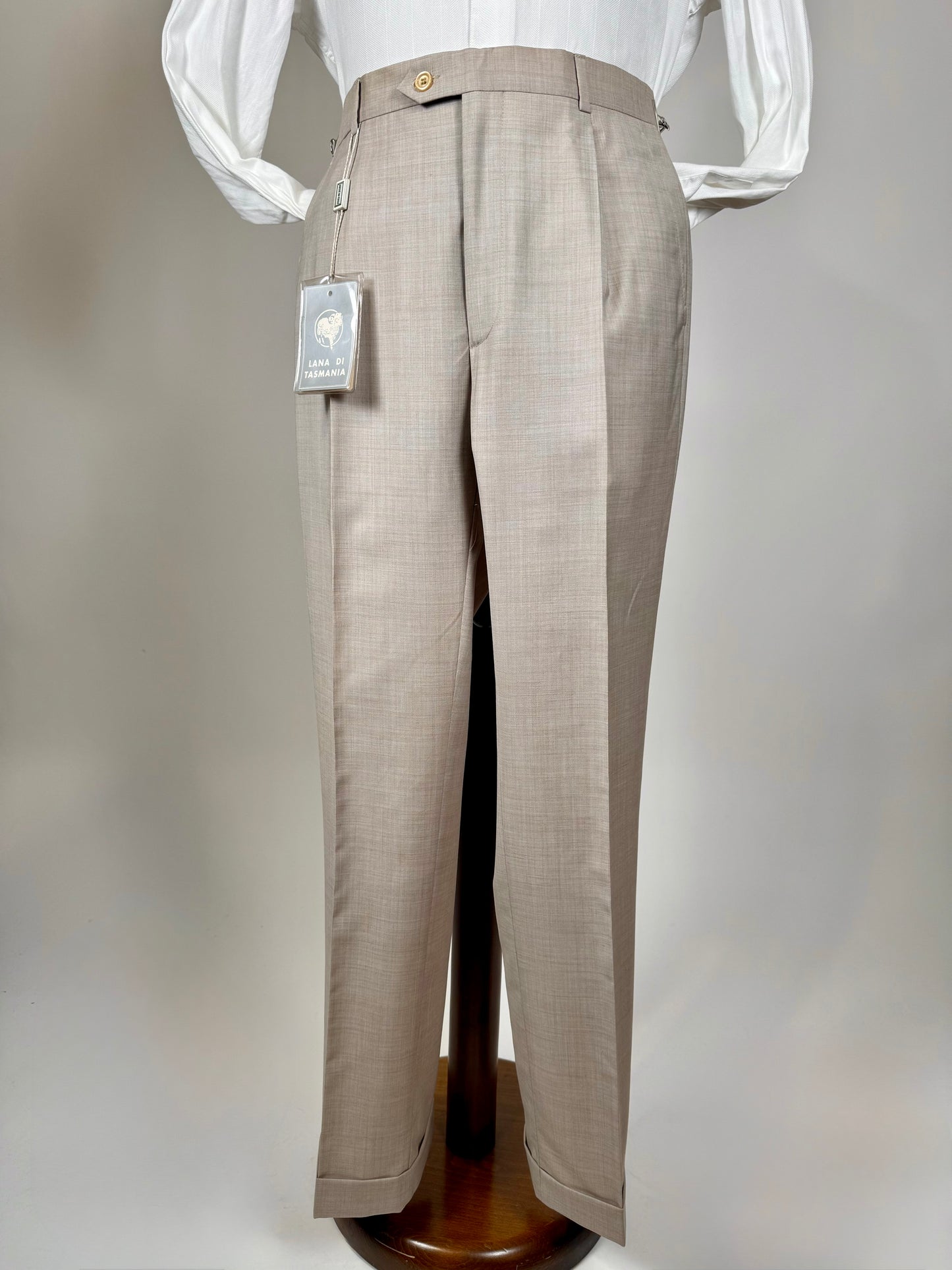 Pantaloni fresco lana beige sabbia anni ‘90 (NOS) - tg. 46