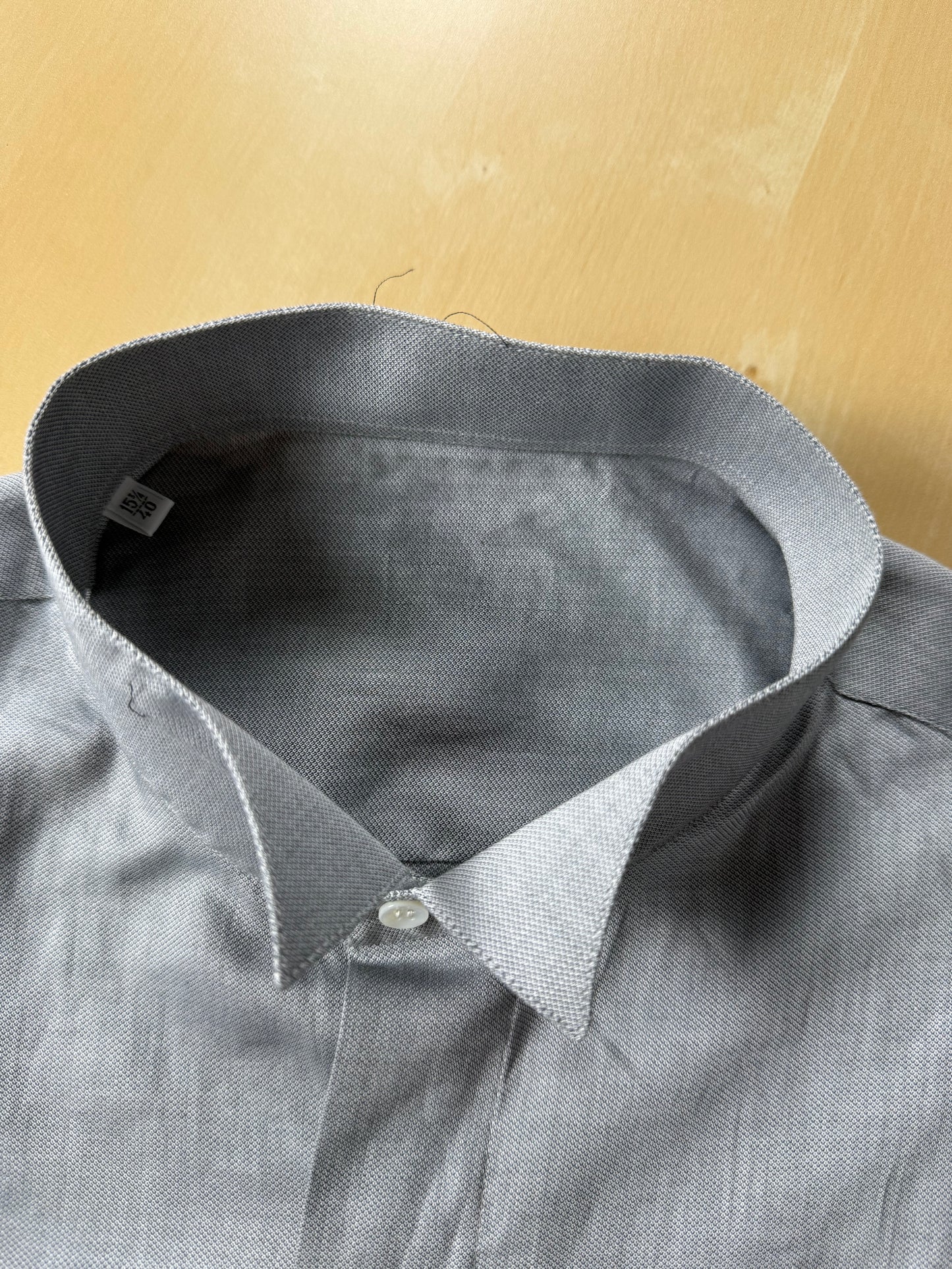 Camicia da sera in piquet grigio collo diplomatico - M collo 41