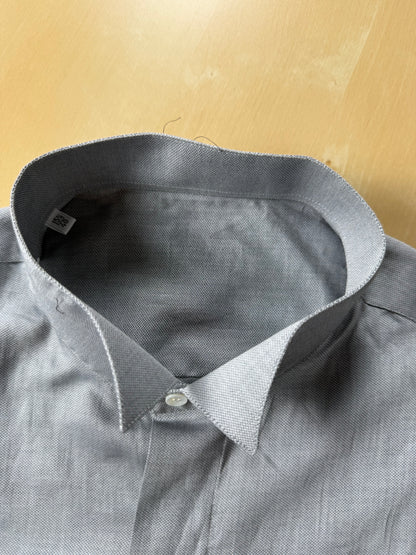 Camicia da sera in piquet grigio collo diplomatico - M collo 41