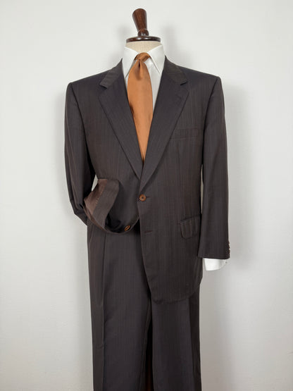 Completo Belvest anni '80 marrone gessato - tg. 56/58