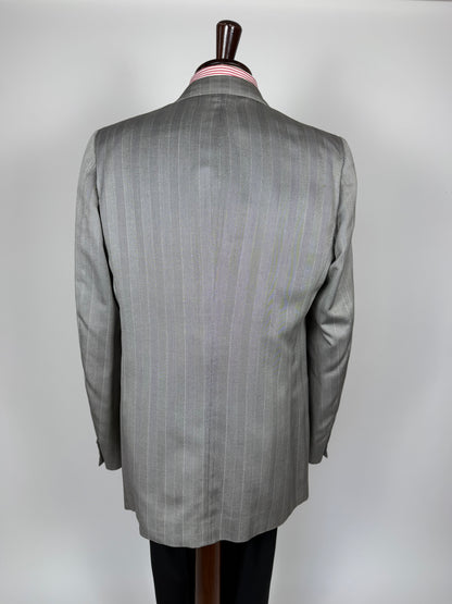 Giacca doppiopetto Christian Dior anni '70/'80 lana e seta chevrons - tg. 52 lunga