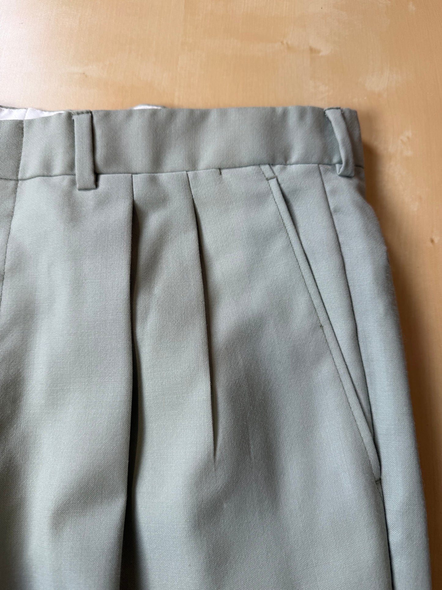 Pantaloni fresco lana verde menta anni '80 (NOS) - tg. 50