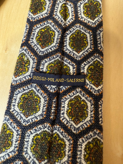 Cravatta vintage in lana fantasia esagoni