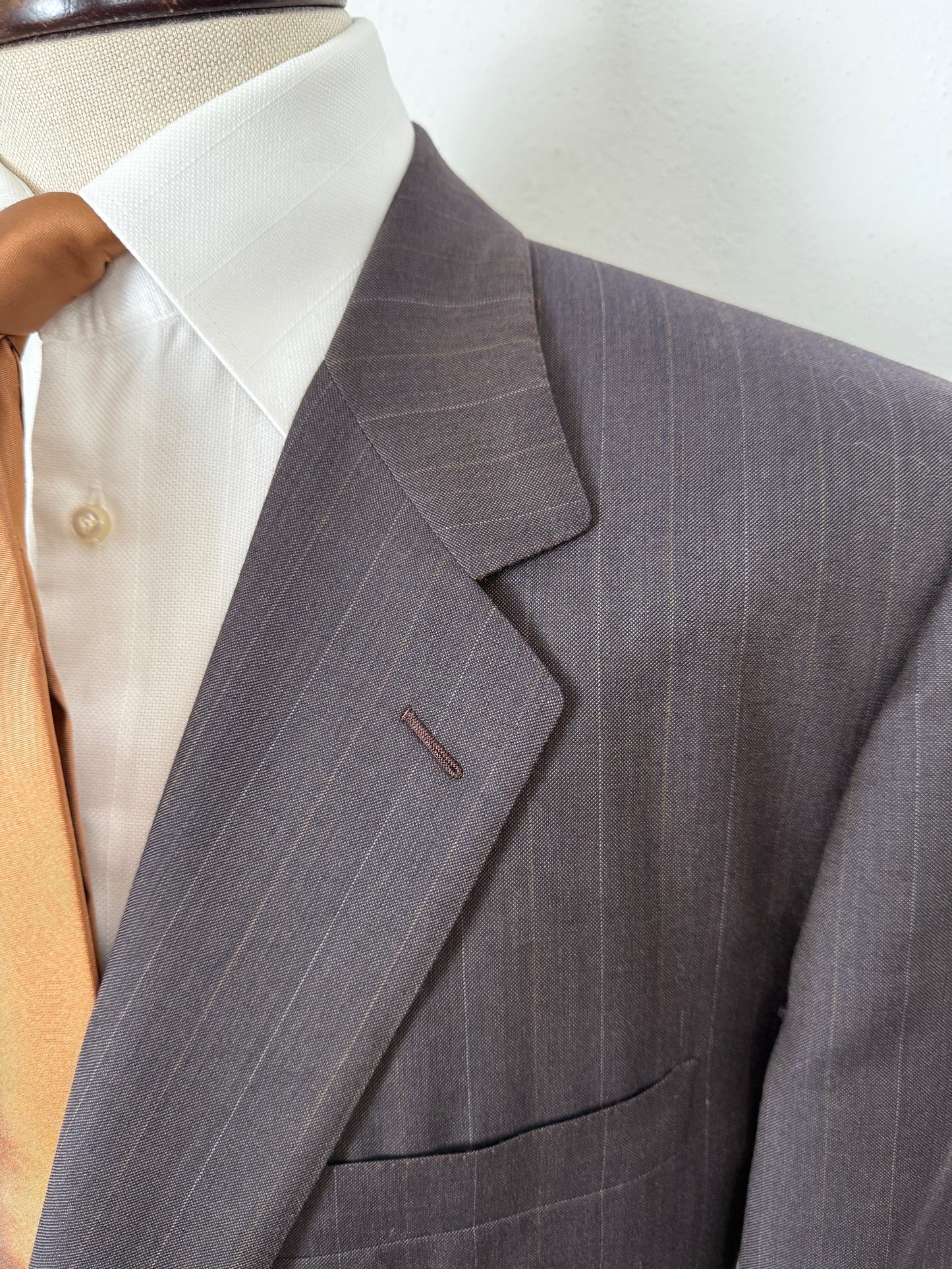 Completo Belvest anni '80 marrone gessato - tg. 56/58