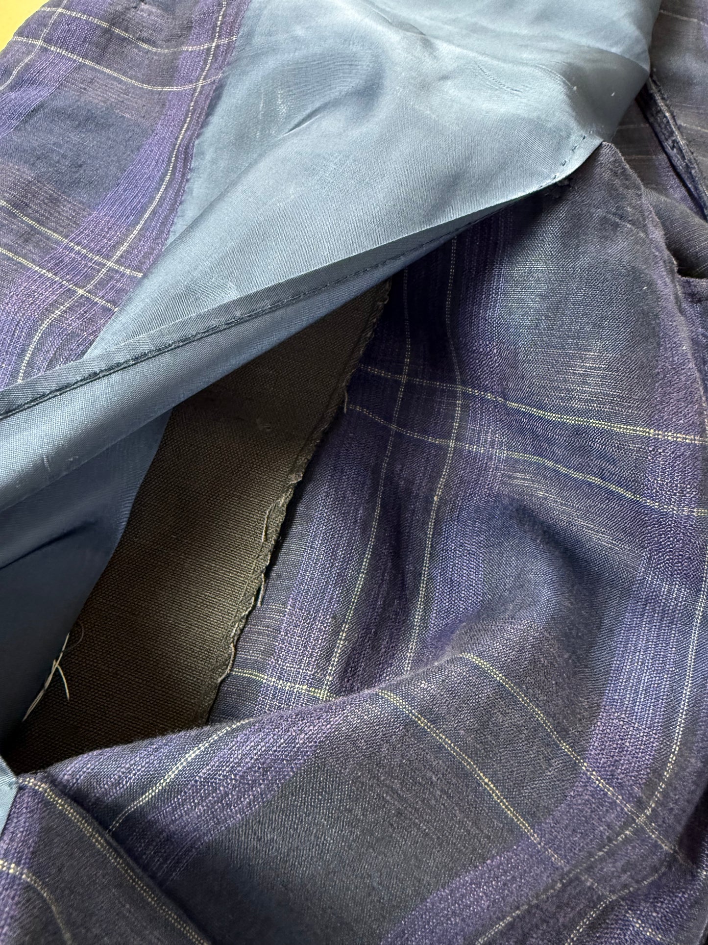 Giacca in lino tartan viola anni '80 - tg. 52