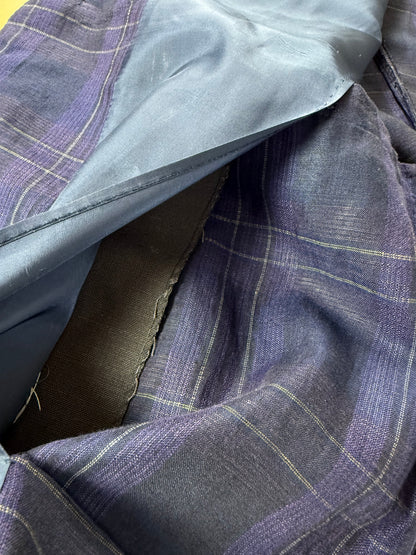 Giacca in lino tartan viola anni '80 - tg. 52