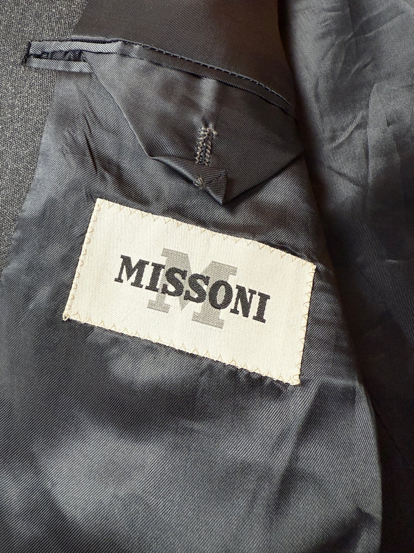 Completo Missoni anni ‘90 in flanella grigio antracite - tg. 48/50