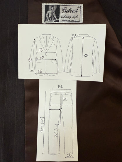 Completo Belvest anni '80 marrone gessato - tg. 56/58