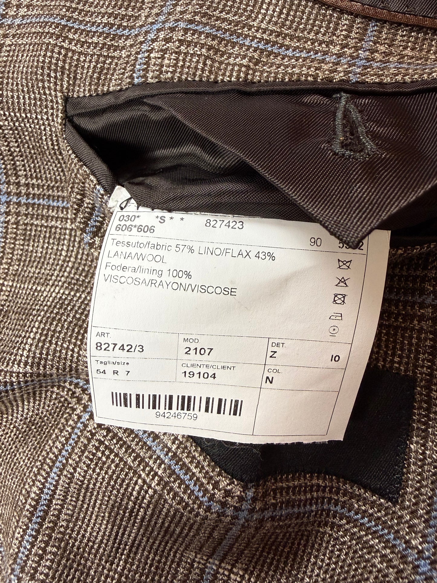 Giacca estiva lino e lana Glen check - tg. 50/52