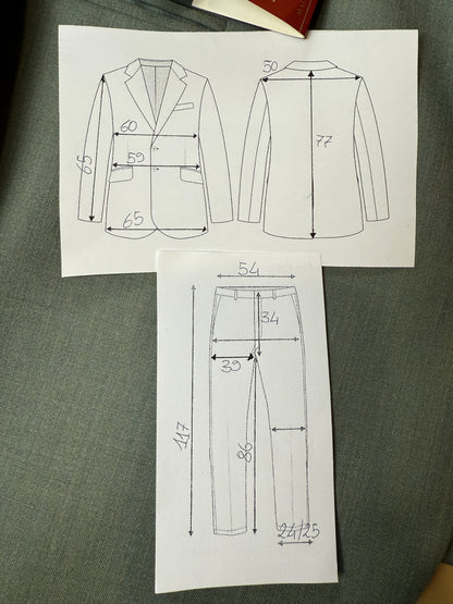 Completo anni '80 fresco lana verde menta (NOS) - tg. 54/56 drop basso