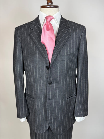 Completo gessato sartoriale in flanella lana e cashmere tessuto Loro Piana - tg. 50