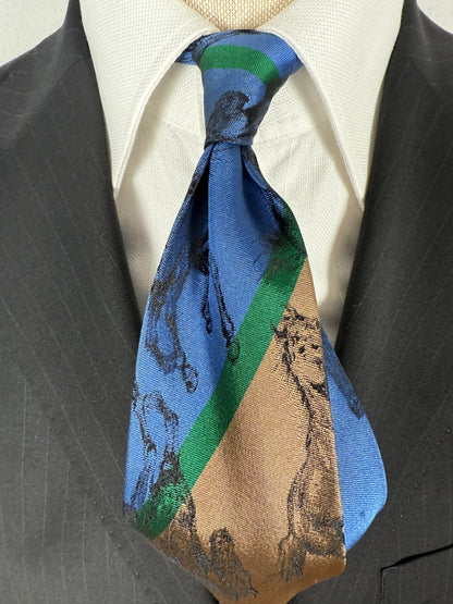 Cravatta vintage con cavalli neri jacquard