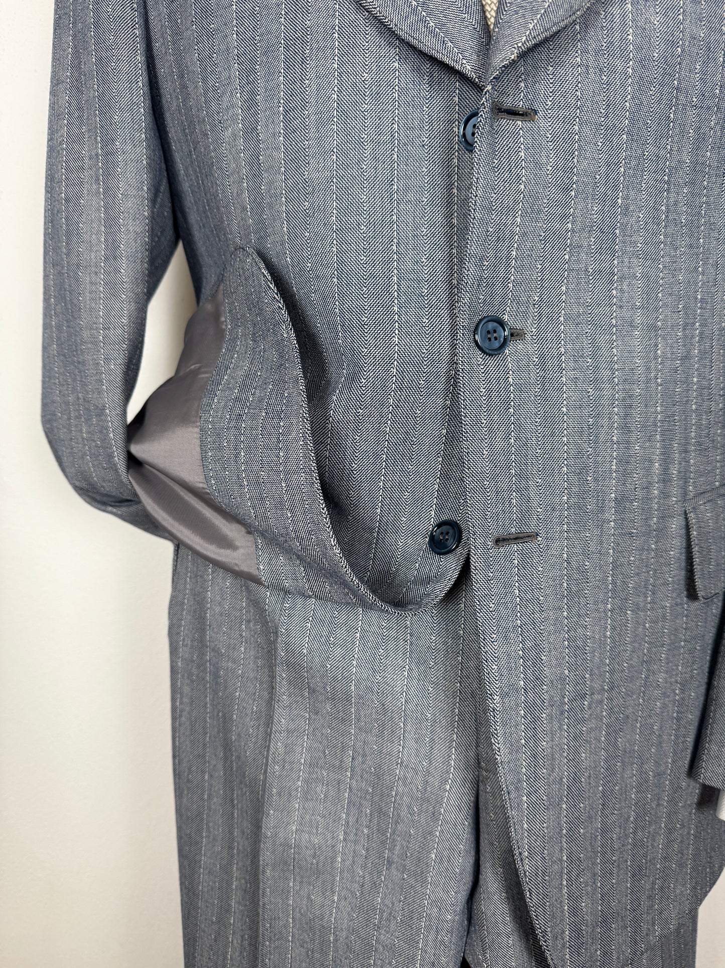 Completo anni ‘60 in grisaglia blu spinato - tg. 48