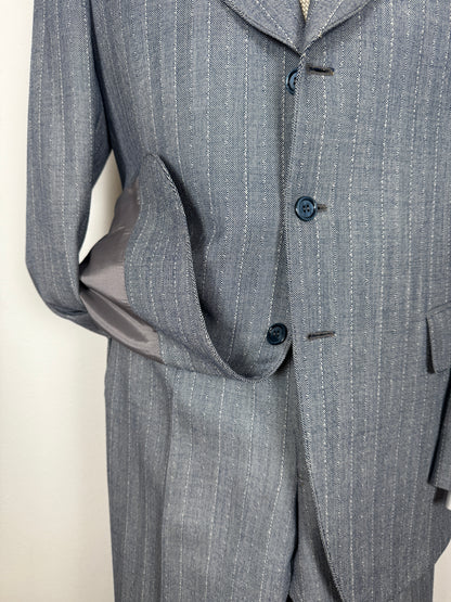 Completo anni ‘60 in grisaglia blu spinato - tg. 48