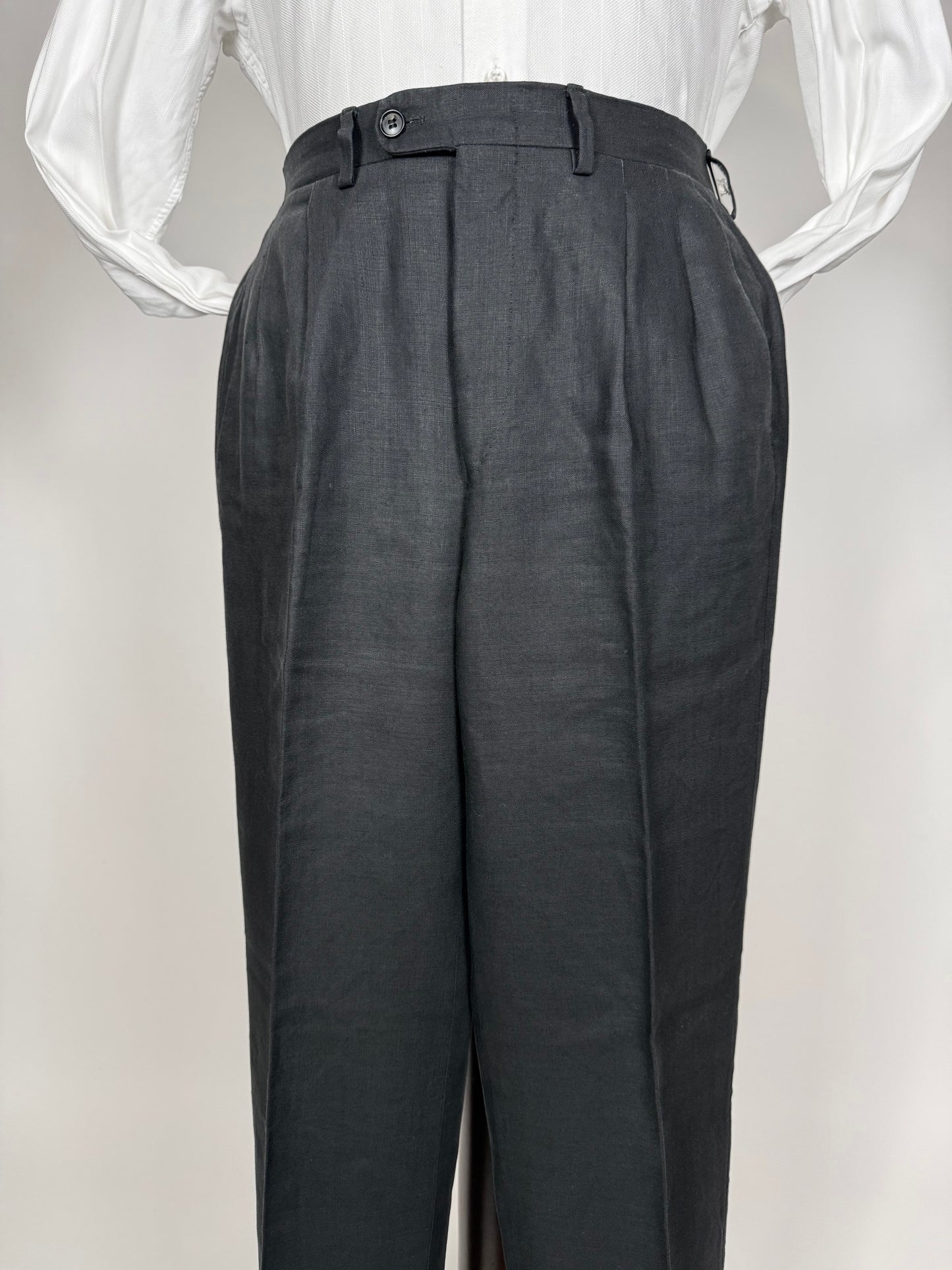 Pantaloni Ermenegildo Zegna anni '80 puro lino nero - tg. 48