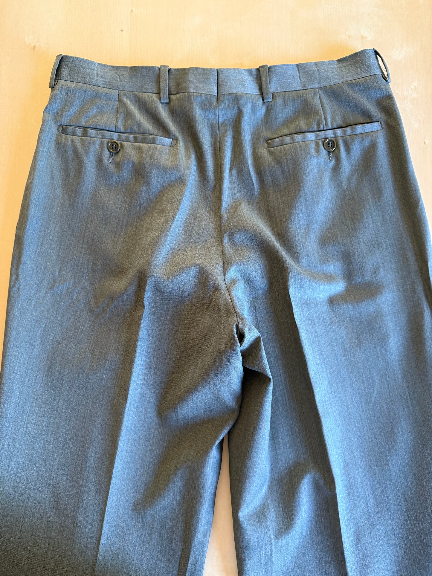 Completo anni ‘80 in lana pettinata verde mélange - tg. 48