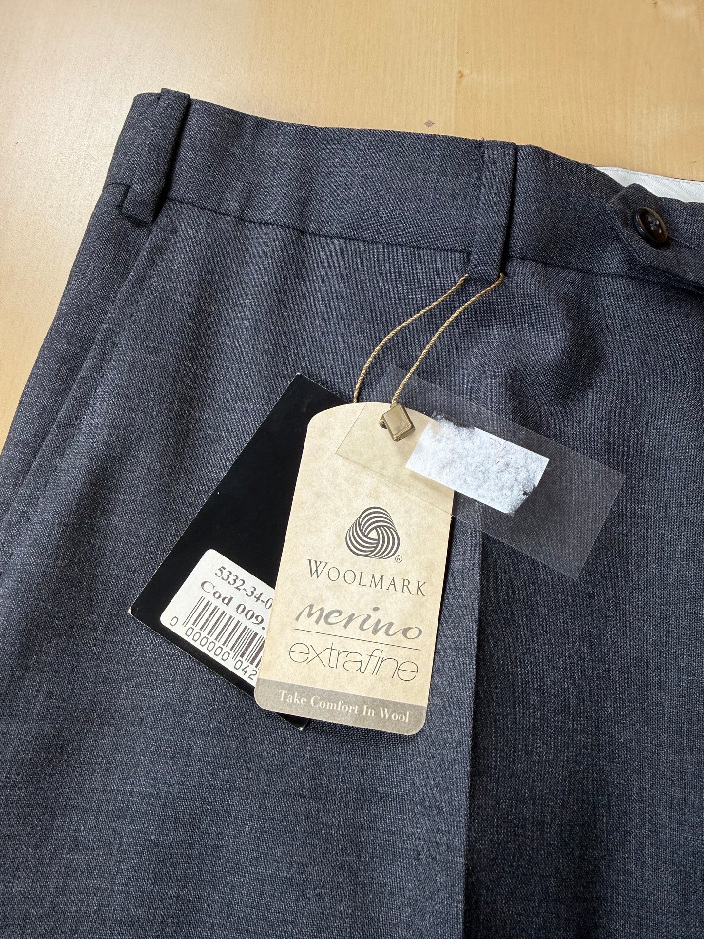 Pantaloni fresco lana grigio antracite anni '90 (NOS) - tg. 50
