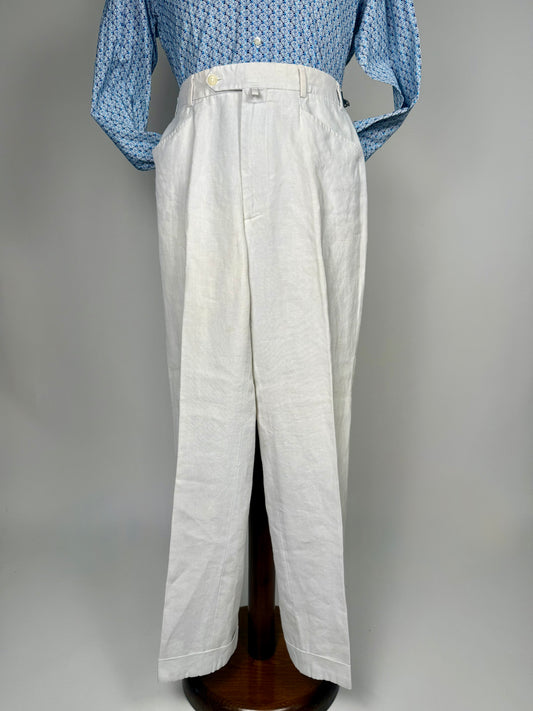 Pantaloni Incotex bianchi 100% lino - tg. 50