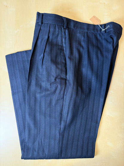 Pantaloni anni ‘70/‘80 lana pettinata blu righe - tg. 48/50