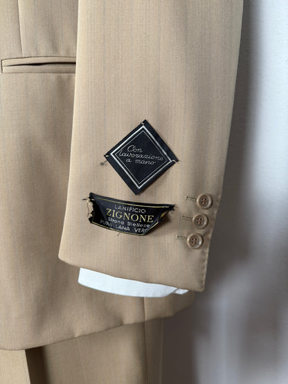 Completo doppiopetto Forall anni '70/'80 in twill beige (NOS) - tg.48
