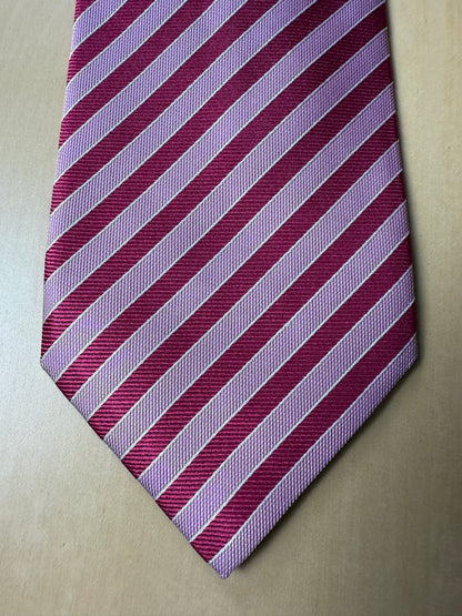 Cravatta Armani in raso a righe rosa