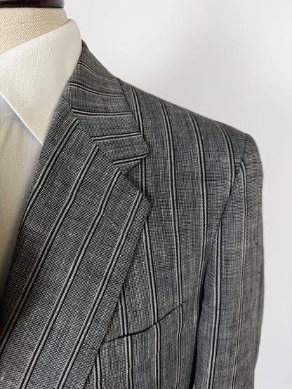 Giacca anni '70/'80 puro lino grigio a righe - tg. 50