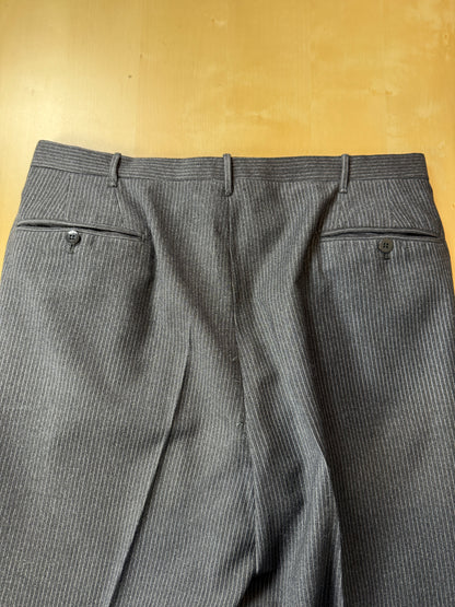 Completo 3 pezzi anni ‘60 sartoriale flanella antracite gessato - tg. 50