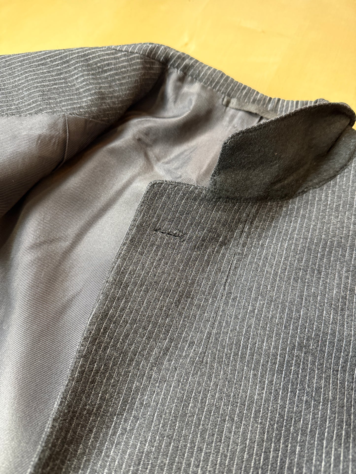 Completo 3 pezzi anni ‘60 sartoriale flanella antracite gessato - tg. 50