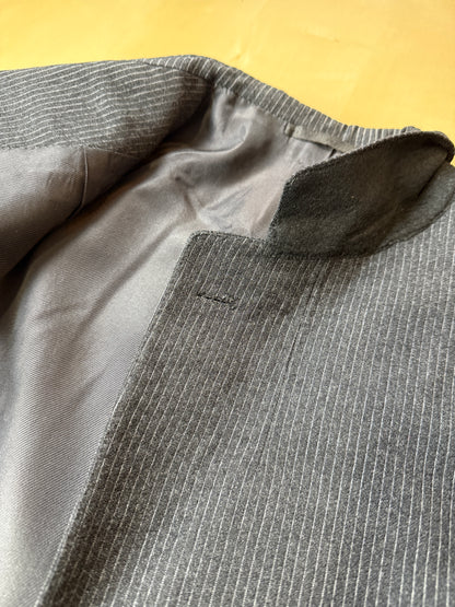 Completo 3 pezzi anni ‘60 sartoriale flanella antracite gessato - tg. 50