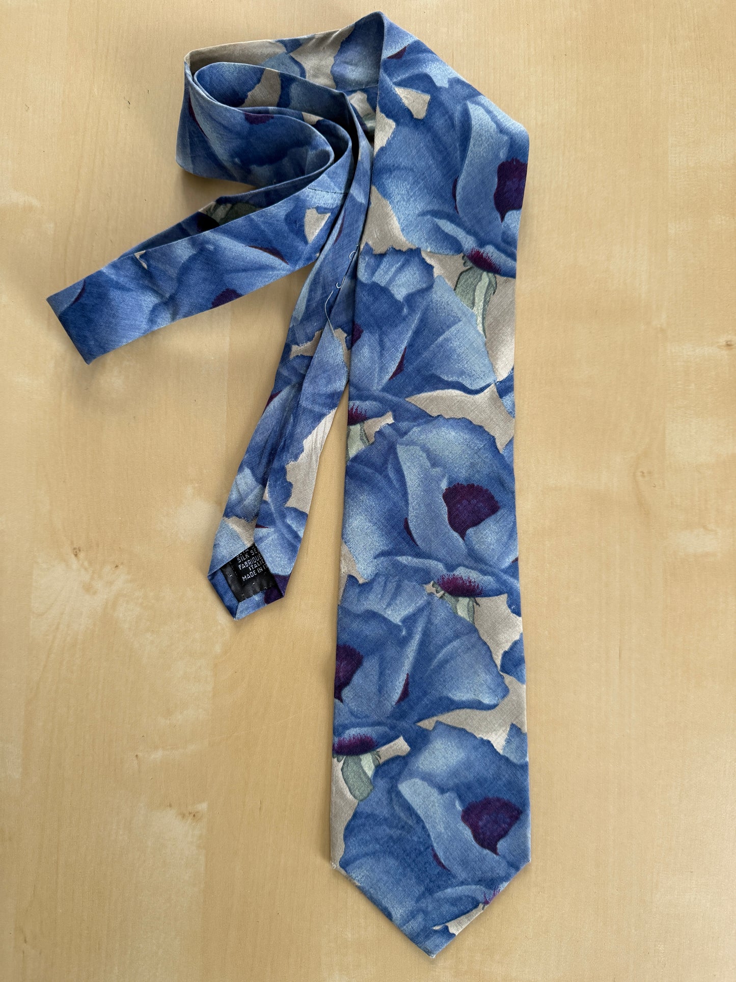 Cravatta Yves Saint Laurent floreale azzurro