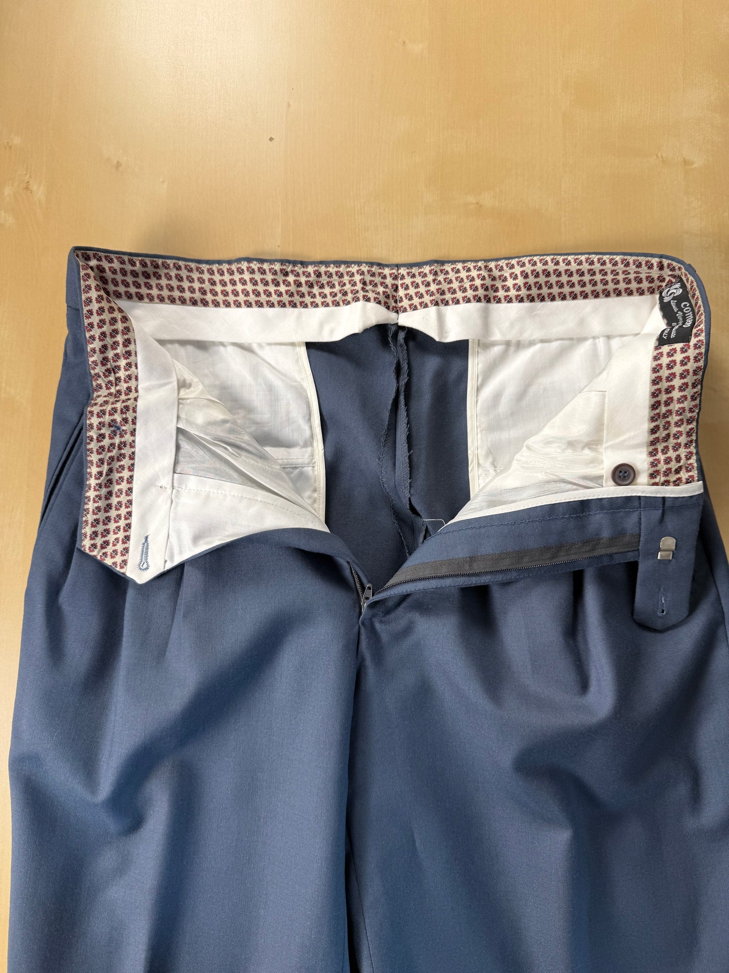 Pantaloni fresco lana verde petrolio anni '80 (NOS) 3 pinces - tg. 46