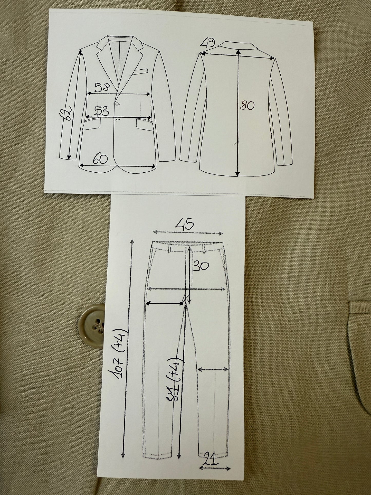 Completo beige in lino e cotone - tg. 52