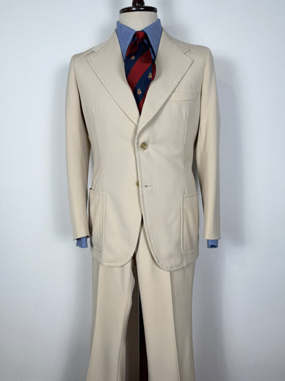 Completo sartoriale anni '70 a zampa in twill color panna - tg. 44/46
