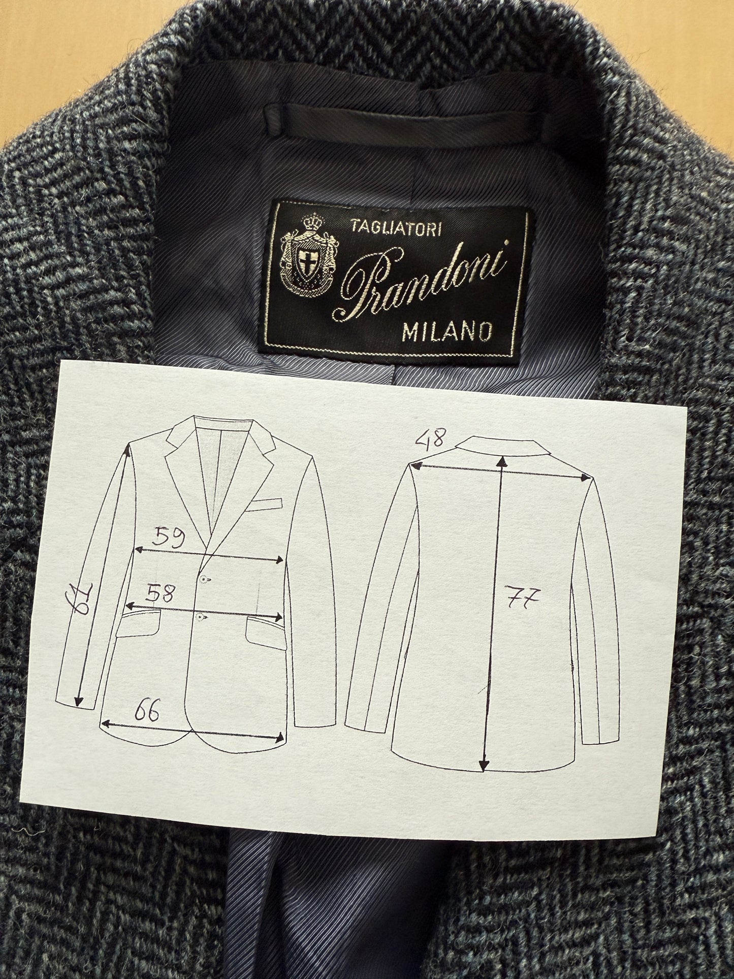 Giacca sartoriale Prandoni Milano in Harris Tweed - tg. 52, drop basso