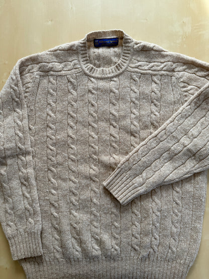 Maglione vintage in lana shetland a trecce - tg. XL