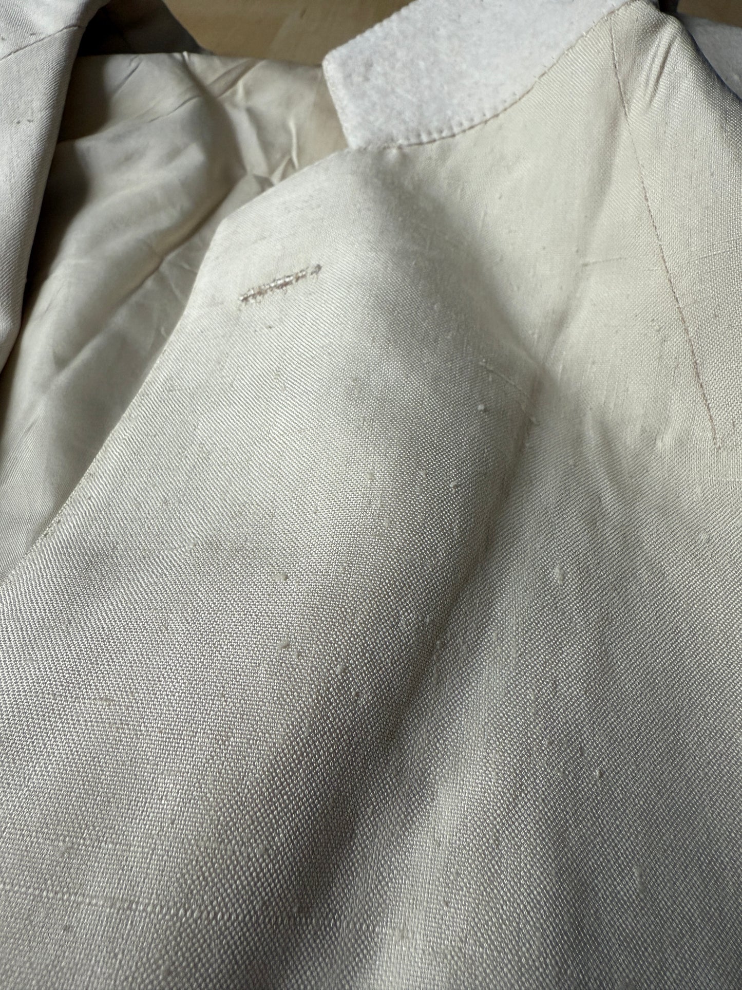 Completo anni '70 su misura in pura seta shantung bianco avorio - tg. 50