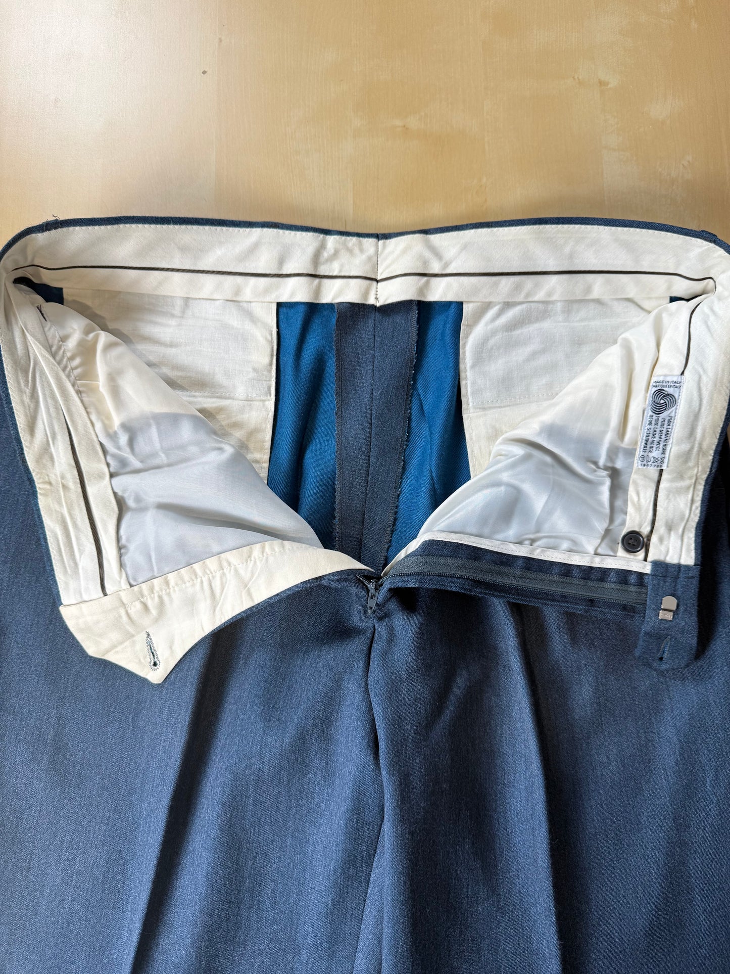 Pantaloni anni ‘80 flanella blu-azzurro mélange - tg. 56