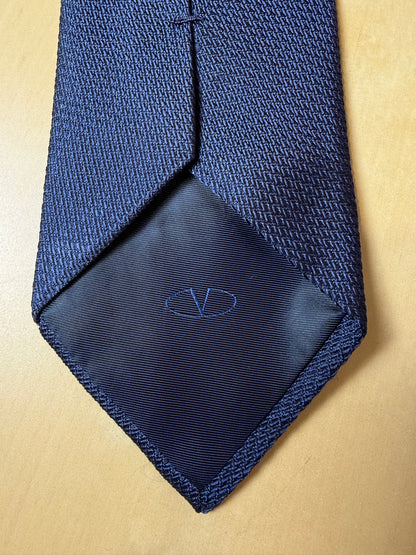 Cravatta Valentino grenadine blu tinta unita