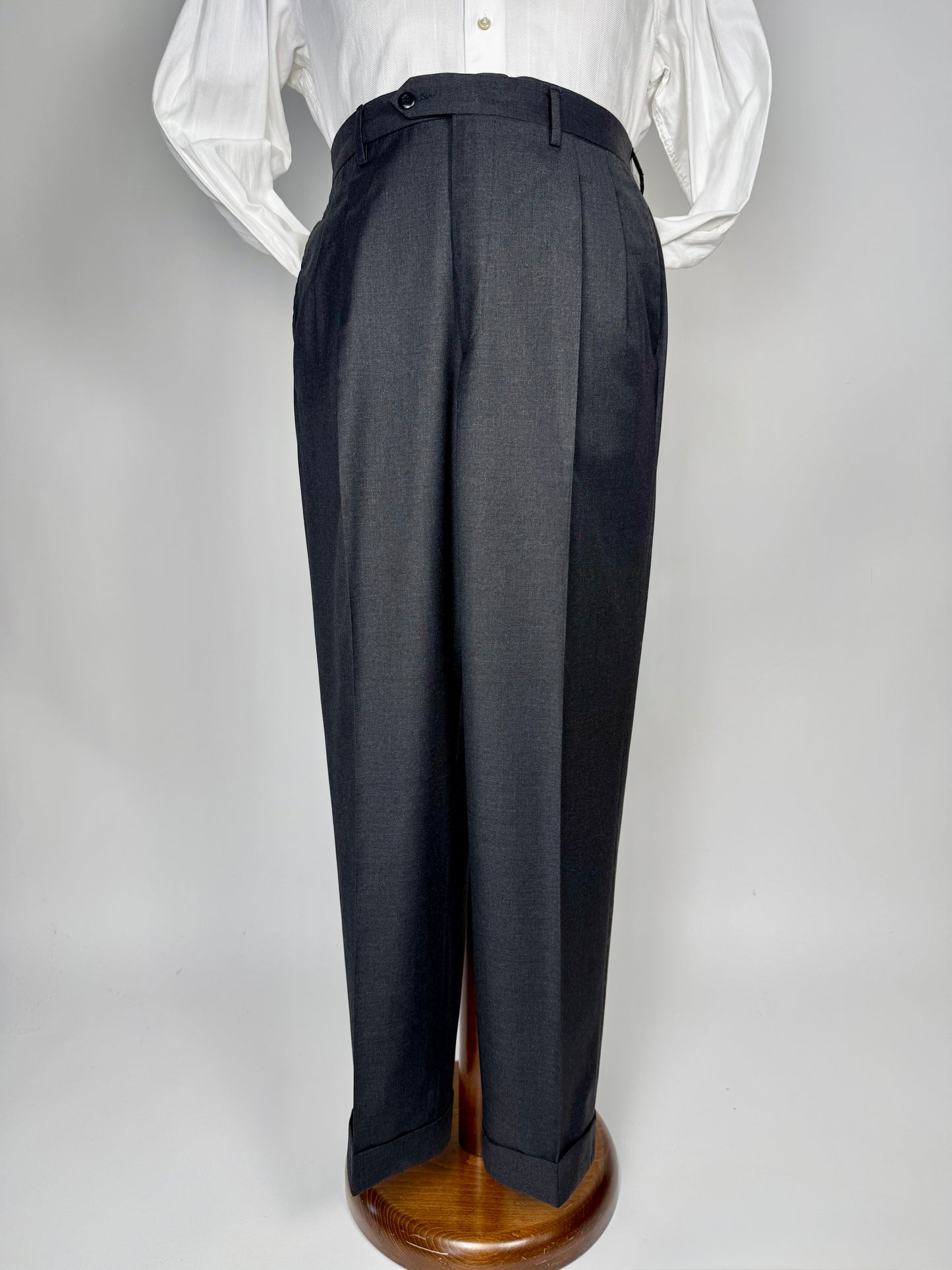 Pantaloni flanella pettinata grigio tess. Loro Piana Tasmania - tg. 54
